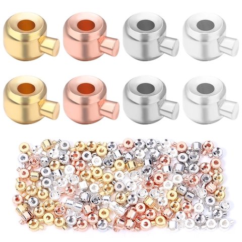 Copper Positioning Beads Buckles DIY Jewelry Findings For Bracelet Necklace Crimp Stopper Spacers Making Components