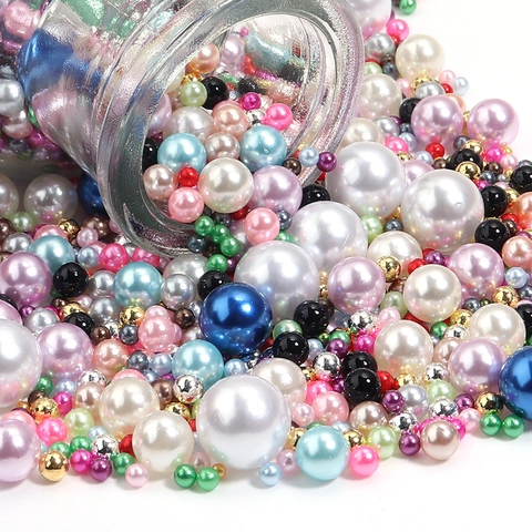 Multicolor Round No Hole Artificial Pearl Loose Beads For Craft DIY Jewelry Making Filling Accessories