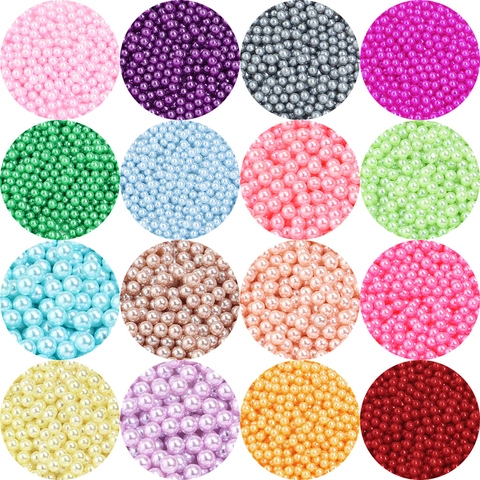 Multicolor Round No Hole Artificial Pearl Loose Beads For Craft DIY Jewelry Making Filling Accessories