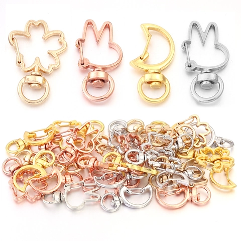 Zinc Alloy DIY Keychain Clasps Moon Star Rabbit Cat Heart Shell Shaped Lobster Claw Hooks For Jewelry Making Findings Accessories