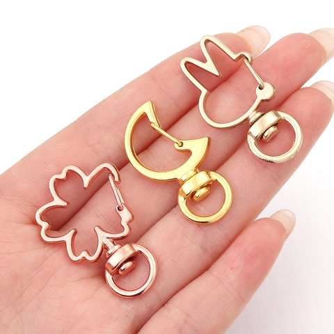 Zinc Alloy Irregular Moon Rabbit Cherry Blossom Shape Lobster Clasps For DIY Keychain Bracelet Necklace Jewelry Making Finding Electroplated Gold Silver Metal Hook