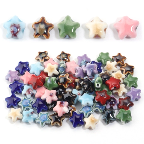 Stervorm Keramiek Kralen Pentagram Ovenverandering Glazuur Kleurrijke Losse Kralen Voor DIY Sieraden Maken Armband Ketting Ambachtelijke Accessoires