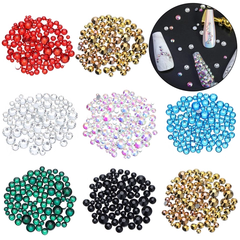 Faceted Glass Flatback Rhinestones Round Irregular Colorful Nail Art Decoration DIY Jewelry Accessories For Manicure Craft