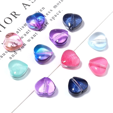 Bunte Glasherzperlen Farbverlauf Herzform Zwischenperlen Für DIY Armband Haarnadel Schmuckherstellung Zubehör