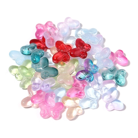 Gradient Butterfly Glass Beads For DIY Jewelry Making Painted Colored Glaze Spacers For Bracelet Hairpin Antique Style