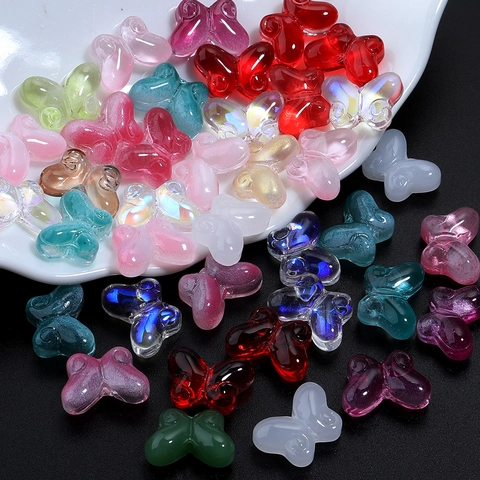 Gradient Butterfly Glass Beads For DIY Jewelry Making Painted Colored Glaze Spacers For Bracelet Hairpin Antique Style