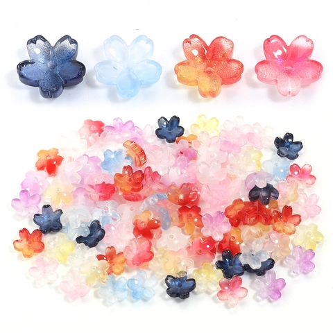 Kersenbloesem Vorm Gradiënt Glas Kralen Handgemaakte DIY Sieraden Accessoires Bloemblad Spacer Lampwork Kralen