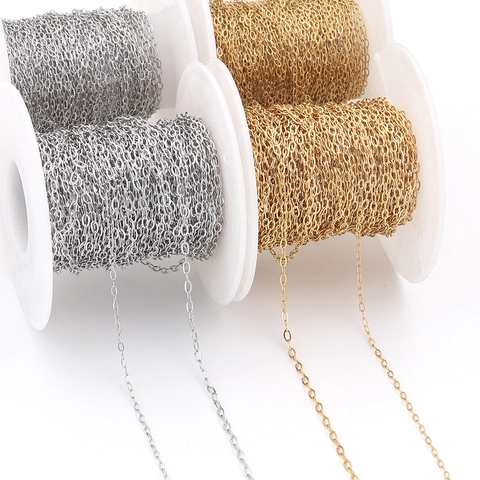 Stainless Steel DIY Jewelry Chain Bulk For Bracelet Necklace Making Minimalist Cable Link Paperclip Chain Roll Findings Accessories