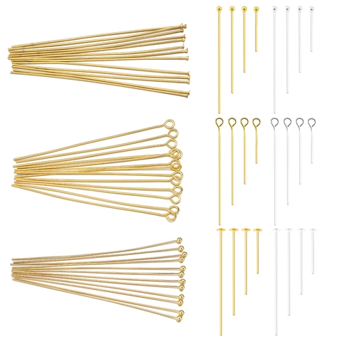 Copper Ball Head Pins T Pins Eye Pins 18K Gold Silver Plated For DIY Jewelry Making Craft Findings Accessories Pins