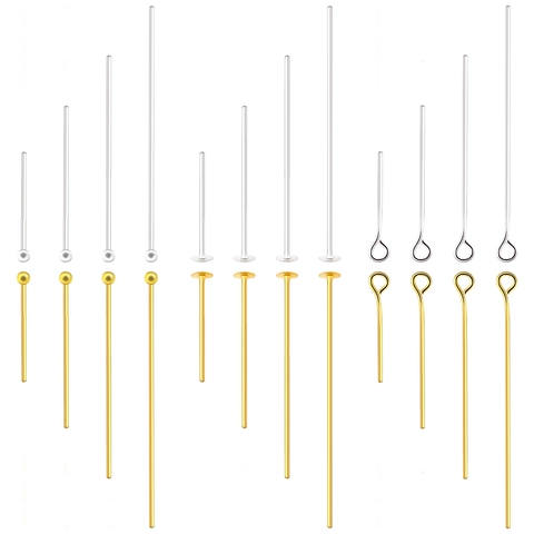 Copper Ball Head Pins T Pins Eye Pins 18K Gold Silver Plated For DIY Jewelry Making Craft Findings Accessories Pins