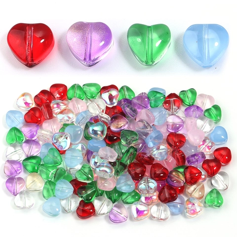 Bunte Glasherzperlen Farbverlauf Herzform Zwischenperlen Für DIY Armband Haarnadel Schmuckherstellung Zubehör