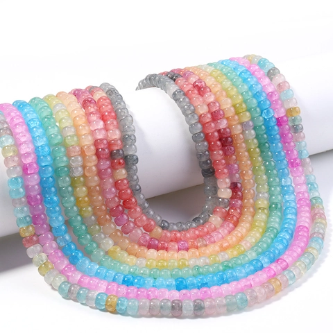 Crackle Glass Beads Colorful Flat Oval Abacus Spacer Beads For DIY Bracelet Necklace Jewelry Making Handmade Crafts Accessories