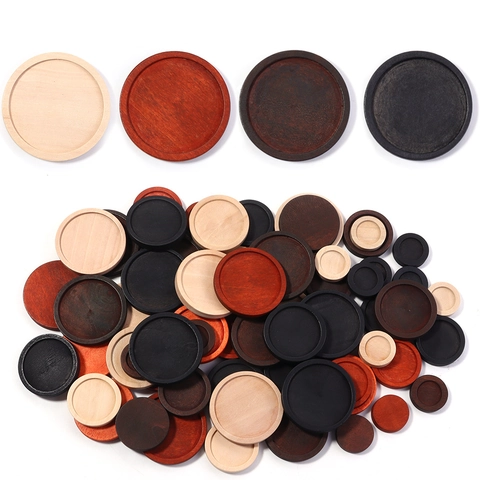 Vintage Wooden Round Cabochon Pendant Trays Base Wood Bezel Blanks For DIY Jewelry Making Crafts Findings Multi Colors