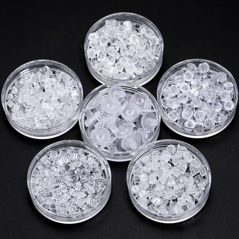 Transparent Silicone Earring Backs Bullet Plum Blossom Shape Clear Earring Stoppers DIY Jewelry Making Findings Accessories