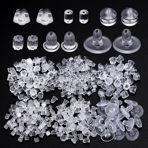 Transparent Silicone Earring Backs Bullet Plum Blossom Shape Clear Earring Stoppers DIY Jewelry Making Findings Accessories