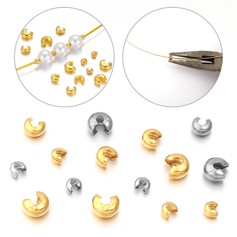 Stainless Steel Crimp Bead Covers C Shaped Open Beads For Jewelry Making DIY Findings Smooth Mirror Polished Metallic DIY Accessories