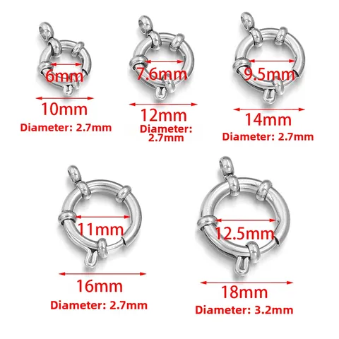 Stainless Steel Spring Ring Clasps Sailor Clasp Connectors For DIY Necklace Bracelet Jewelry Making Findings Connectors