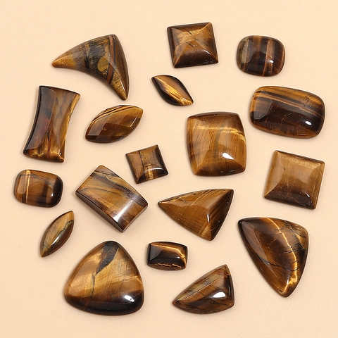Φυσικά Cabochons από Λίθο Μάτι της Τίγρης Πολλαπλά Σχήματα Επίπεδη Πίσω Πλευρά Χύμα Πολύτιμοι Λίθοι για Κατασκευή Κοσμημάτων DIY Ένθετα Αξεσουάρ