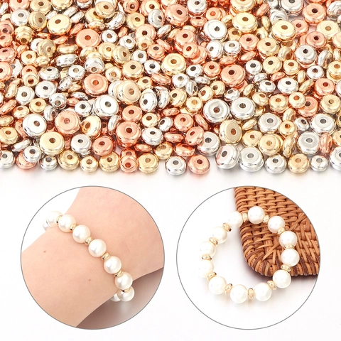 CCB Plastic Metal Plated Spacer Beads Rondelle Abacus Saucer Shape Beads For DIY Jewelry Making Bracelet Necklace Accessories