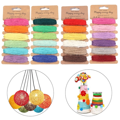 Natural Jute Rope Set Colorful Craft Cord For Diy Handmade Decoration Gift Wrapping Multi Color Hemp Twine Crafting Tool