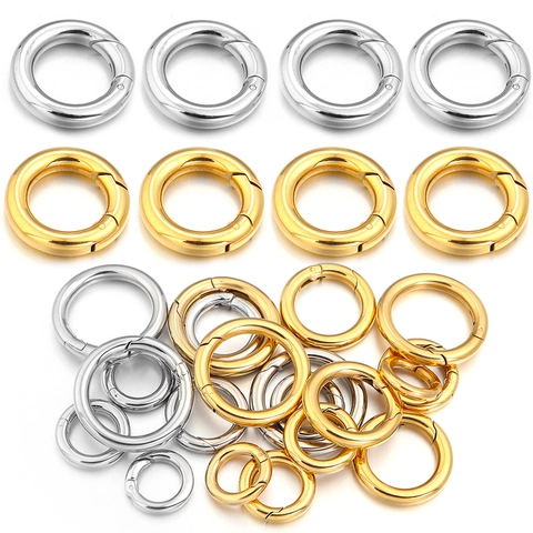 Stainless Steel Round Spring Ring Clasp Gold Silver Plated Connection Buckle For DIY Handmade Necklace Bracelet Finding