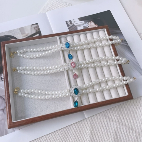 Elegant Pet Pearl Necklace For Cats And Dogs Double Layer Rhinestone Resin Pendant Adjustable Princess Style Jewelry Neck Chain