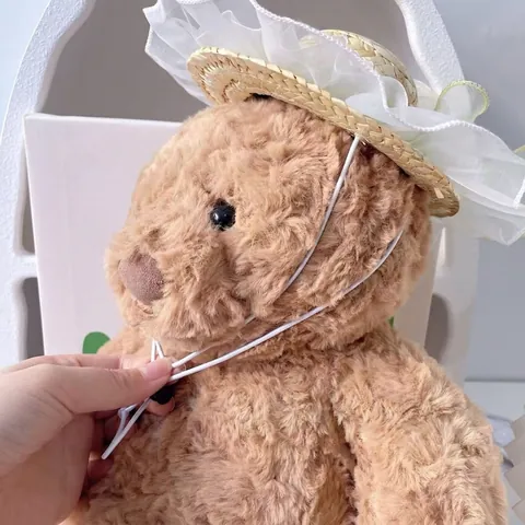 Chapeau de Paille pour Animaux Dentelle Florale Protection Solaire Couvre-chef Chats Chiens Réglable Accessoire de Fête