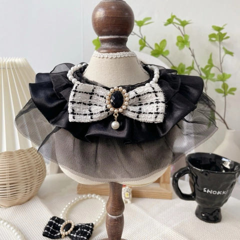 Eleganter Haustier Künstliche Perlenhalskette Tweed Schleife Spitze Lätzchen Für Katzen Hunde Luxus Prinzessinnen Stil Katzen Hunde Schal Schmuck