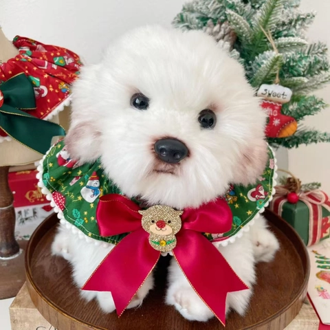 Kerstmis Huisdier Sjaal Strik Halsband Voor Honden Katten Kerstman Rendier Bedrukt Polyester Decoratief Feestelijk Accessoire