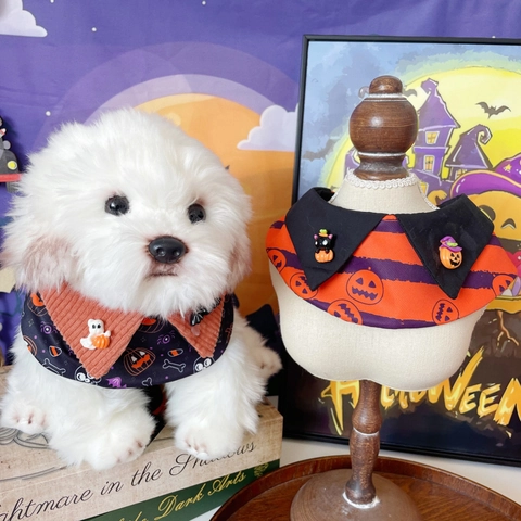 Sciarpa di Halloween per Animali Domestici Collare Bavaglino Carino Zucca Pipistrello Stampa Sciarpa Decorativa per Cani Gatti