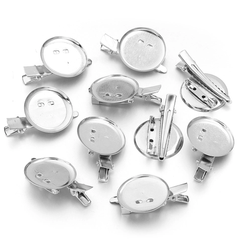 IJzeren DIY Sieradenonderdelen Verguld Ronde Schijf Basis Brochespeld En Eendebekclip Voor Handgemaakte Haaraccessoires