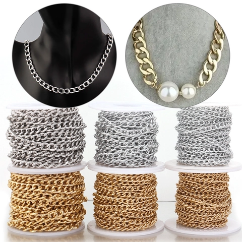 Aluminum Curb Chain Link DIY Jewelry Making Findings For Bag Clothing Decoration Electroplated Gold Silver Link Chain