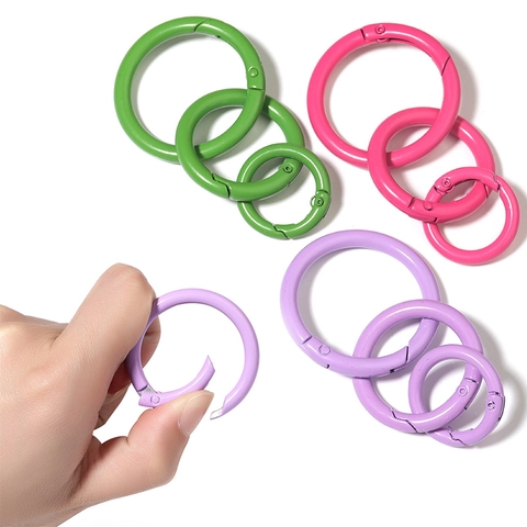 Colorful Zinc Alloy Round Spring Ring Buckle Open O Ring For DIY Jewelry Making Bag Phone Chain Accessories