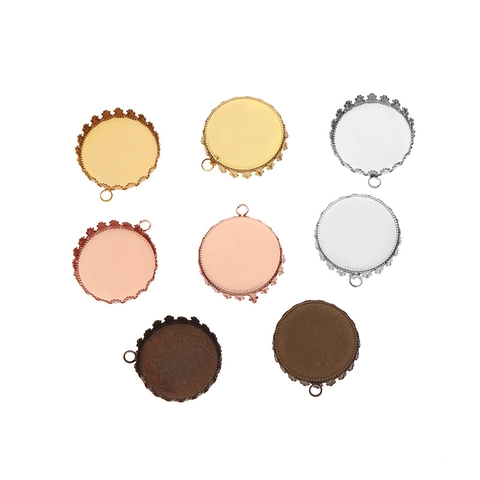 Vintage Round Crown Edge Copper Bezel Setting Pendant Tray For DIY Jewelry Making Crafts Personalized Time Gem Base