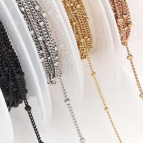Diy Stainless Steel Satellite Chain For Jewelry Making Electroplated Metal Bead Chain Cross Chain Necklace Bracelet Finding