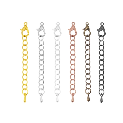 Lobster Clasp Extension Chain DIY Jewelry Finding With Water Drop End Bead Alloy Metal Extender For Necklace Making