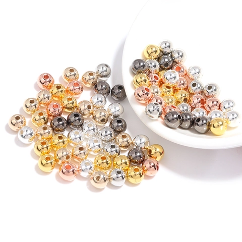 Gegalvaniseerde Metaalglans Ronde CCB Kunststof Kralen Met Gat Voor DIY Sieraden Maken Armband Ketting Knutselaccessoire