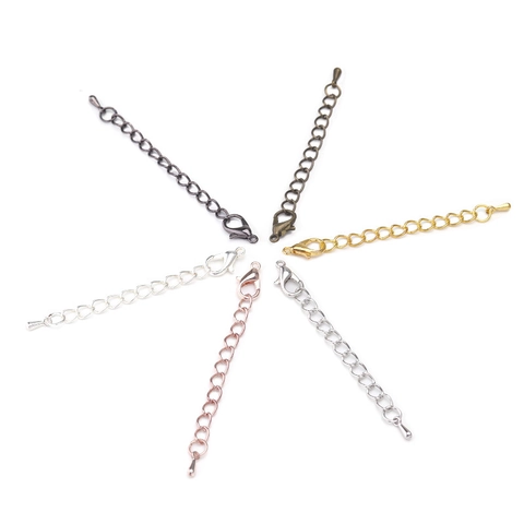 Lobster Clasp Extension Chain DIY Jewelry Finding With Water Drop End Bead Alloy Metal Extender For Necklace Making