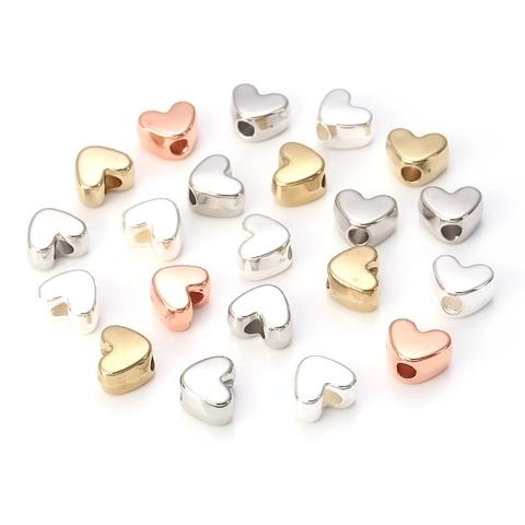 Perles en Plastique en Forme de Coeur Polies Métalliques Électroplaquées Perles en Vrac pour Fabrication de Bijoux DIY