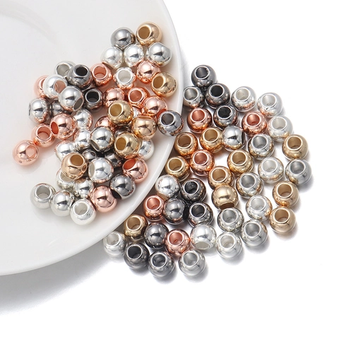 Electroplated CCB Round Spacer Beads With Large Hole For DIY Jewelry Making Bracelet Necklace Craft Findings Accessories