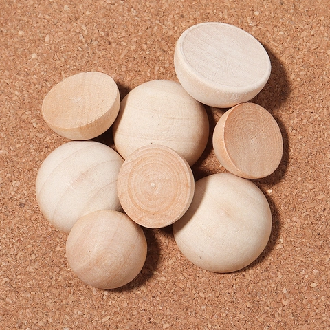 Perles Demi-rondes en Bois Naturel Boules de Bois Fendues Non Finies pour Bricolage Artisanat Bijoux Peinture Décoration
