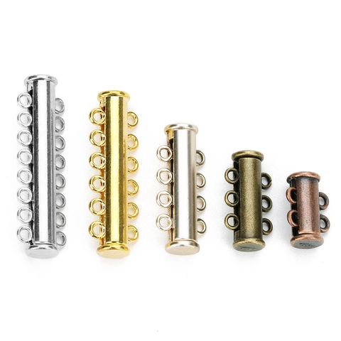 Alloy Magnetic Slide Tube Clasps Connectors For Multi Strand Necklace Bracelet Jewelry Making DIY Findings Various Metal Colors