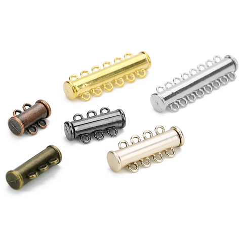 Alloy Magnetic Slide Tube Clasps Connectors For Multi Strand Necklace Bracelet Jewelry Making DIY Findings Various Metal Colors