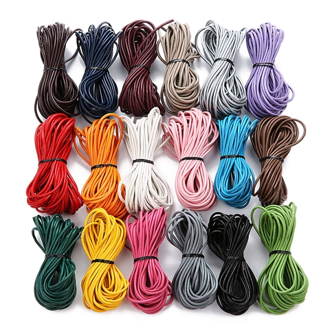 Genuine Cowhide Leather Round Cord String For DIY Handmade Jewelry Making Bracelet Necklace Woven Line Accessory