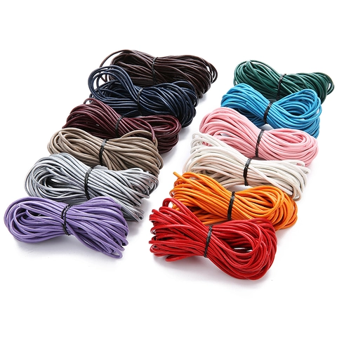 Genuine Cowhide Leather Round Cord String For DIY Handmade Jewelry Making Bracelet Necklace Woven Line Accessory