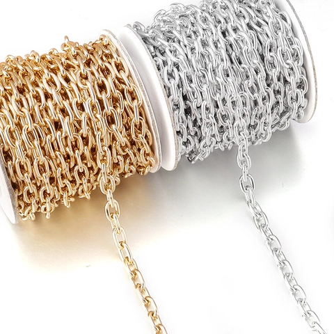 Aluminum Spooled Cable Chain Gold Silver O-Link Chain For DIY Jewelry Making Clothing Decoration Craft Accessories Spool