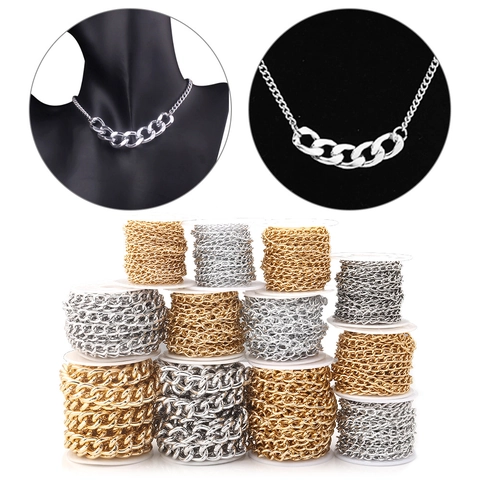Leichte Aluminium Twisted Curb Chain Glieder Für DIY Schmuckherstellung Taschenriemen Bekleidung Zubehör Gold Silber Ketten