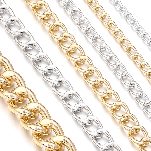 Leichte Aluminium Twisted Curb Chain Glieder Für DIY Schmuckherstellung Taschenriemen Bekleidung Zubehör Gold Silber Ketten