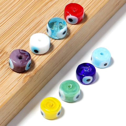 Colorful Nazar Evil Eye Lampwork Glass Beads Flat Round Loose Spacer Beads For DIY Bracelet Necklace Phone Chain Jewelry Making Handmade Craft