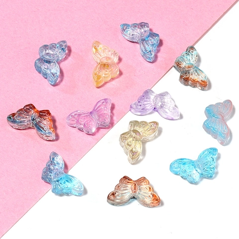 Colored Glaze Butterfly Beads Pearlescent Glass Butterfly Shape Loose Beads For DIY Jewelry Making Bracelet Phone Chain